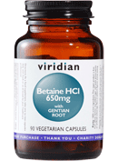 Betaine HCl 650mg with Gentian Veg Caps - Health Emporium